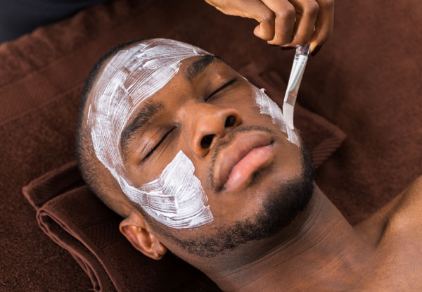 male getting face peel